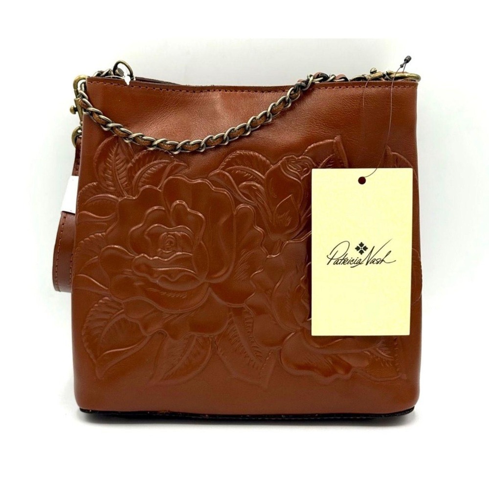 Italian Genuine Leather Lock Bag - Elegant Beige & Brown Handbag NWT